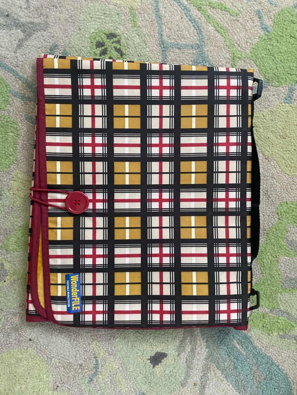 WonderFLEX Plaid Organizer Folder - Mustard, Black, White, Red